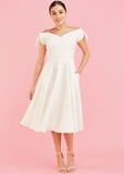 Pretty Dress Company Fatale Bow 50's Midi Swing Dress Ivory