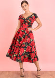 Pretty Dress Company Hourglass Sorrento 50's Swing Dress Black Red