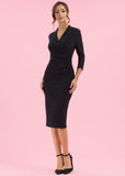 Pretty Dress Company Tegan 50's Pencil Dress Black