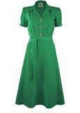 Pretty Retro 40's Landgirl Swing Dress Green