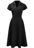 Pretty Retro Hostess 40's Swing Dress Black