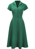 Pretty Retro Hostess 40's Swing Dress Emerald Green