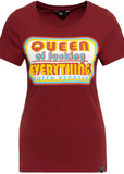 Queen Kerosin Queen of Everything Girly T-Shirt in Bordeaux