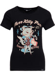Queen Kerosin Purr Kitty Purr Girly T-Shirt Black