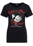 Queen Kerosin Howdy Cowboy Cat Girly T-Shirt Black