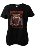 Retro Movies Rhodes Worship Coffee Girly T-Shirt Black