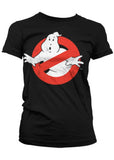 Retro Movies Ghostbusters Distressed Logo Girly T-Shirt Black