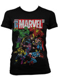 Retro Movies DC Comics Marvel Team-Up Girly T-Shirt Black