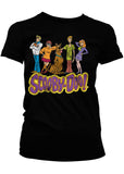 Retro Movies Scooby Doo Team Distressed Girly T-Shirt Black