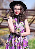 Retrolicious Vintage Floral 50's Swing Dress Purple