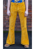 Run & Fly Mens Corduroy 70's Flare Trousers Mustard Gold