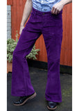 Run & Fly Mens Corduroy 70's Flare Trousers Purple