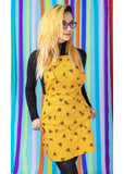 Run & Fly Bees Knees Twill 60's Pinafore Dress Gold