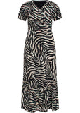 Smashed Lemon Counting Zebra Stripes 70's Maxi Dress Sand Black