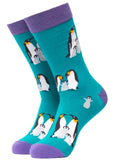 Soctopus We Are Family Penguins Socks Teal