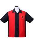Steady Clothing Mens Tropical Itch Bowling Shirt Black Red