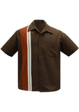 Steady Clothing Mens The Charles Bowling Shirt Brown Rust