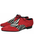 Steelground Beat Zebra Suede Leather 50's Shoes Red White