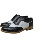 Steelground Twister Leather 50's Brogue Shoes Black White