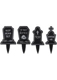 Succubus Tombstone Skull Plant Marker Set of 4 Black