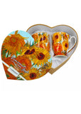 Succubus Art van Gogh Starry Sunflowers Heart Set of 2 Mugs Yellow
