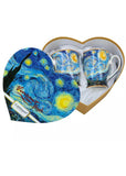 Succubus Art van Gogh Starry Night Heart Set of 2 Mugs Blue