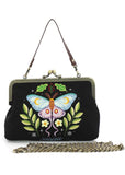 Succubus Bags Butterfly Vintage Kiss Lock Handbag Black