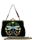 Succubus Bags Dragonfly Vintage Kiss Lock Handbag Black