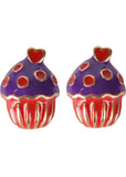 Succubus Cupcake Glossy Earrings Red