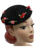 Succubus Fancy Carol Flowers Velvet 40's Circle Hat Black