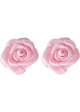 Succubus Satin Rose Earrings Soft Pink