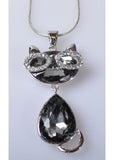 Succubus Smart Crystal Kitty Necklace Dark Silver