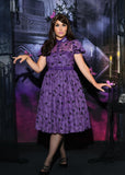 Unique Vintage Corpse Bride Hollie Butterfly 40's Swing Dress Purple