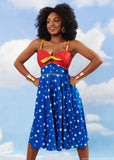 Unique Vintage x DC Comics Wonder Woman 60's Swing Dress Red Blue