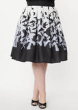 Unique Vintage x Hitchcock The Birds Main Attraction 50's Swing Skirt Black White
