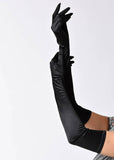 Unique Vintage Opera Satin Gloves Black
