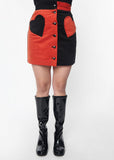 Unique Vintage Heart Pockets 60's Mini Skirt Orange Black