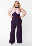 Unique Vintage Smak Parlour Glamour 70's Goddess Jumpsuit Purple Pink