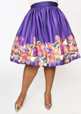 Unique Vintage x Willy Wonka Chocolate 50's Swing Skirt Purple