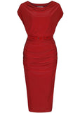 Zoe Vine Billie 50's Pencil Dress Berry Red